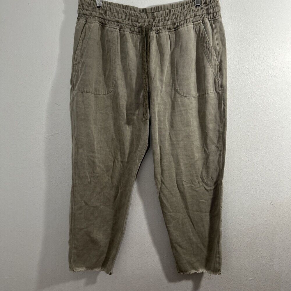 ZARA Pants Womens XXL Gray Olive Pull on Drawstring Raw Hem